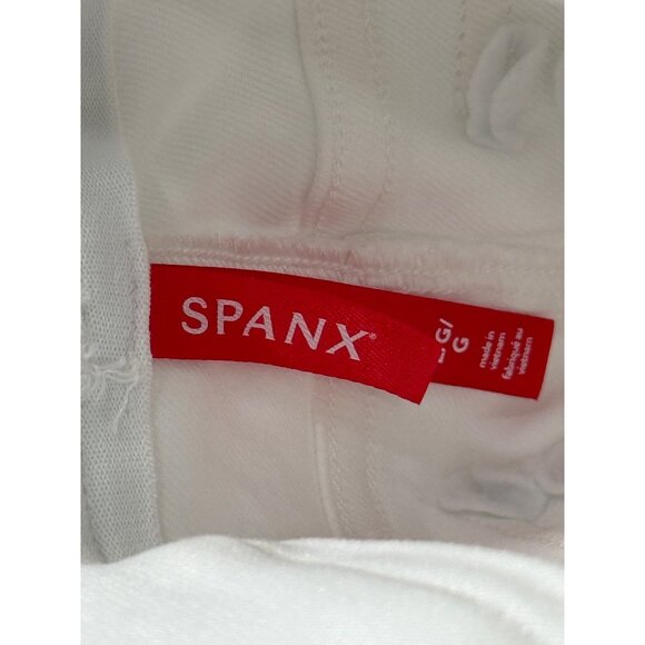 Spanx White Wide-Leg Cropped Pants Womens Cotton Blend Pull-On Size L - Picture 8 of 10